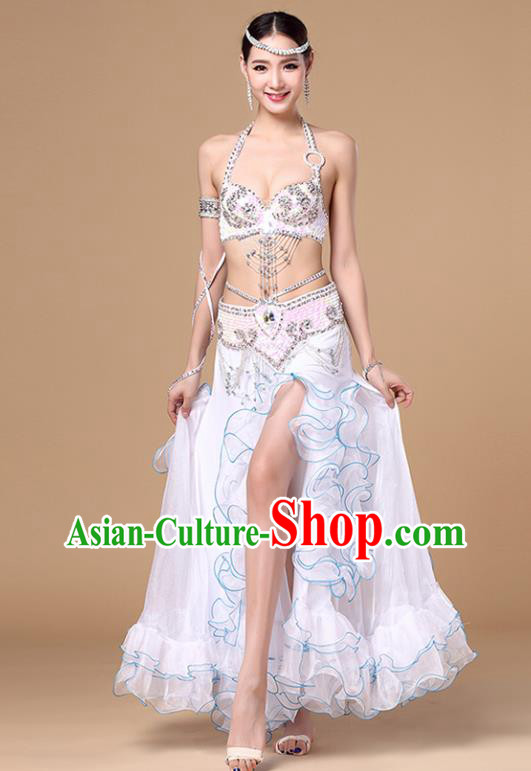 Asian Oriental Dance Costumes Performance Beads Tassel Bra and Skirt Indian Traditional Belly Dance Uniforms