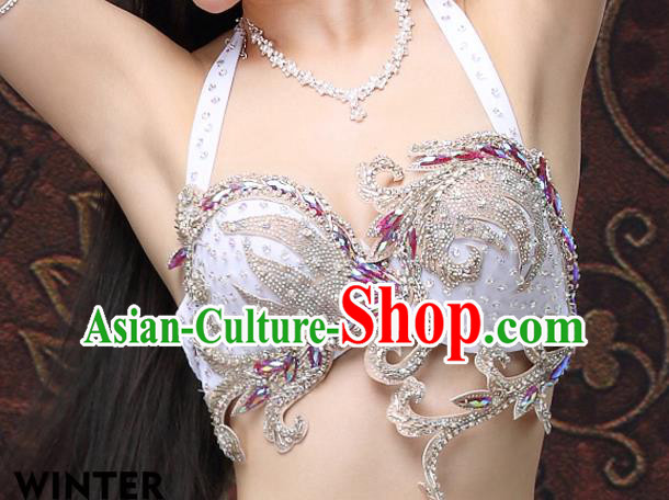 Asian Indian Raks Sharki Bra and White Lace Skirt Oriental Dance Sexy Uniforms Belly Dance Costumes