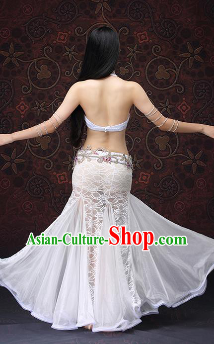 Asian Indian Raks Sharki Bra and White Lace Skirt Oriental Dance Sexy Uniforms Belly Dance Costumes