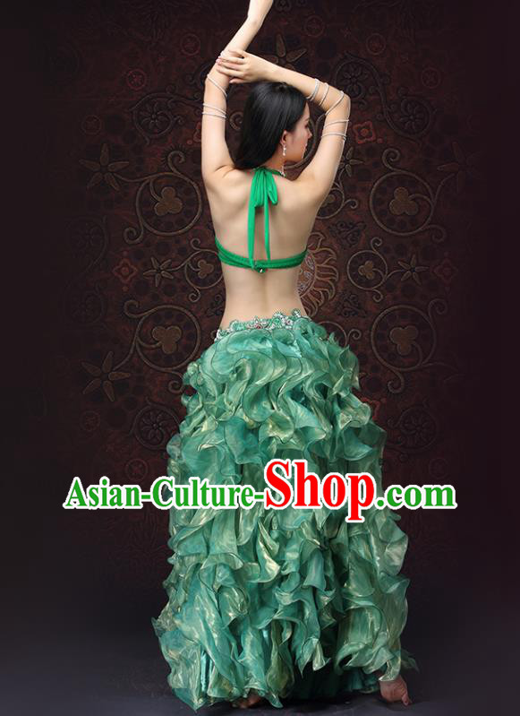 Indian Belly Dance Green Dress Asian Raks Sharki Bra and Skirt Oriental Dance Clothing