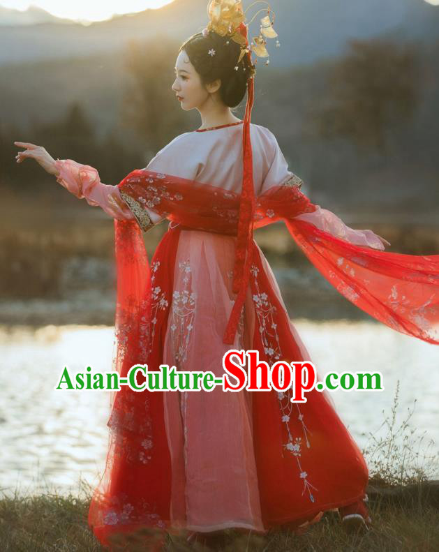 China Ancient Court Lady Hanfu Dress Traditional Tang Dynasty Historical Clothing