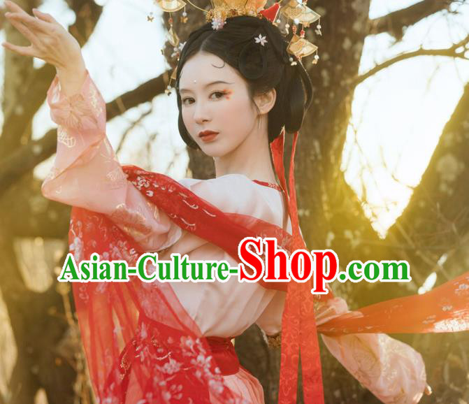 China Ancient Court Lady Hanfu Dress Traditional Tang Dynasty Historical Clothing
