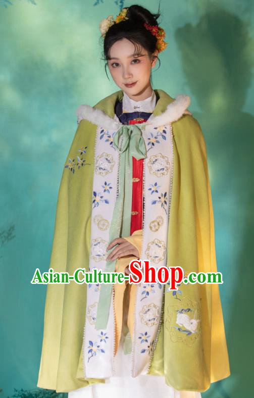 China Ancient Royal Princess Hanfu Cape Traditional Ming Dynasty Female Clothing Embroidered Cloak