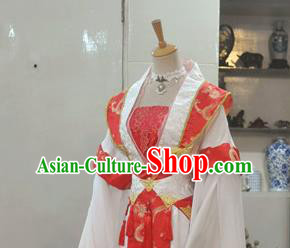 China Ancient Empress Red Hanfu Dress Traditional Cosplay Qin Dynasty Court Queen Clothing