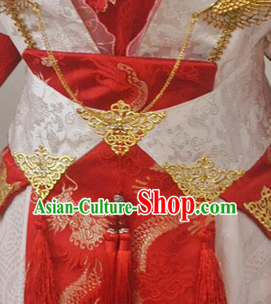 China Ancient Empress Red Hanfu Dress Traditional Cosplay Qin Dynasty Court Queen Clothing