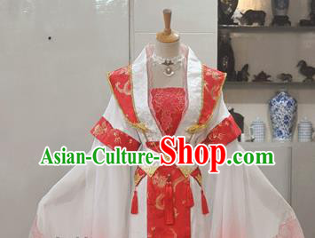 China Ancient Empress Red Hanfu Dress Traditional Cosplay Qin Dynasty Court Queen Clothing