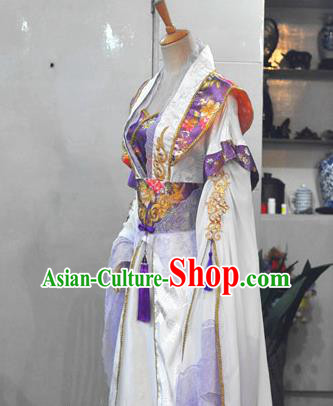 China Traditional Cosplay Tang Dynasty Empress Clothing Ancient Fairy Queen Purple Hanfu Dress