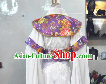 China Traditional Cosplay Tang Dynasty Empress Clothing Ancient Fairy Queen Purple Hanfu Dress