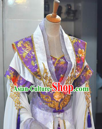 China Traditional Cosplay Tang Dynasty Empress Clothing Ancient Fairy Queen Purple Hanfu Dress