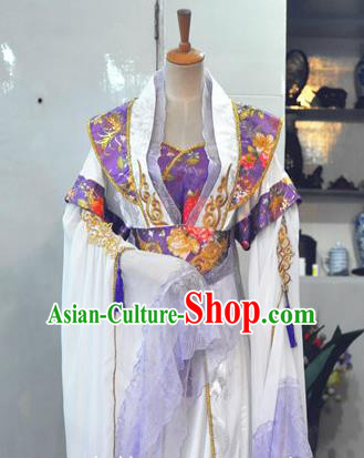 China Traditional Cosplay Tang Dynasty Empress Clothing Ancient Fairy Queen Purple Hanfu Dress