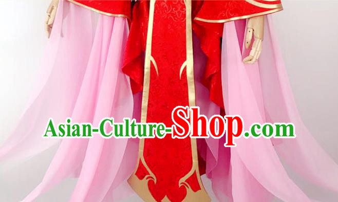 China Traditional Cosplay Goddess Wedding Clothing Ancient Fairy Princess Red Hanfu Dress
