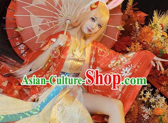 China Ancient Princess Red Dress Garment Traditional Cosplay Dance Beauty Gongsun Li Clothing
