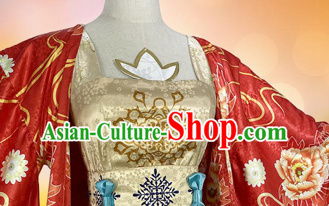 China Ancient Princess Red Dress Garment Traditional Cosplay Dance Beauty Gongsun Li Clothing