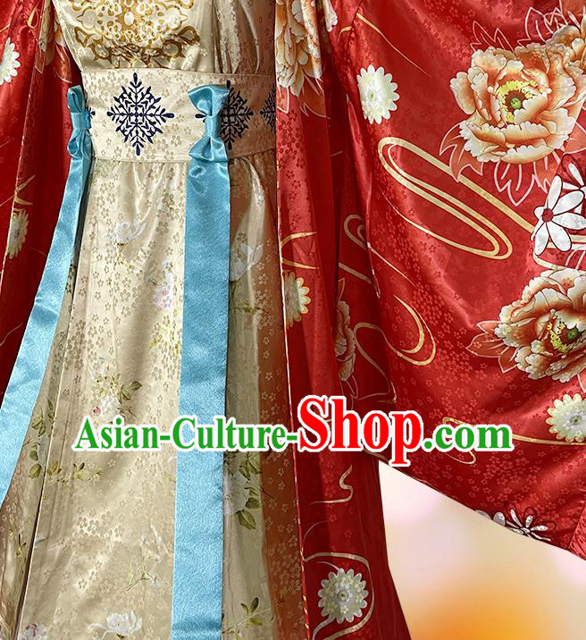 China Ancient Princess Red Dress Garment Traditional Cosplay Dance Beauty Gongsun Li Clothing