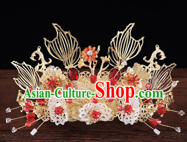 Chinese Classical Xiuhe Suit Shell Hair Crown and Hairpins Traditional Wedding Hair Accessories