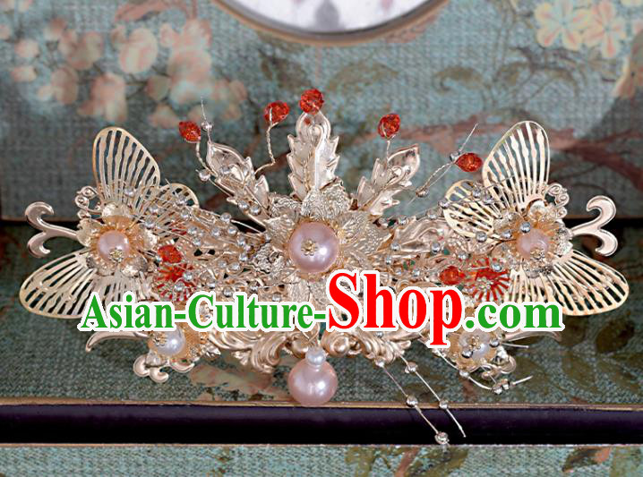 Chinese Xiuhe Suit Hair Comb Hairpins Classical Bride Headdress Traditional Wedding Hair Accessories