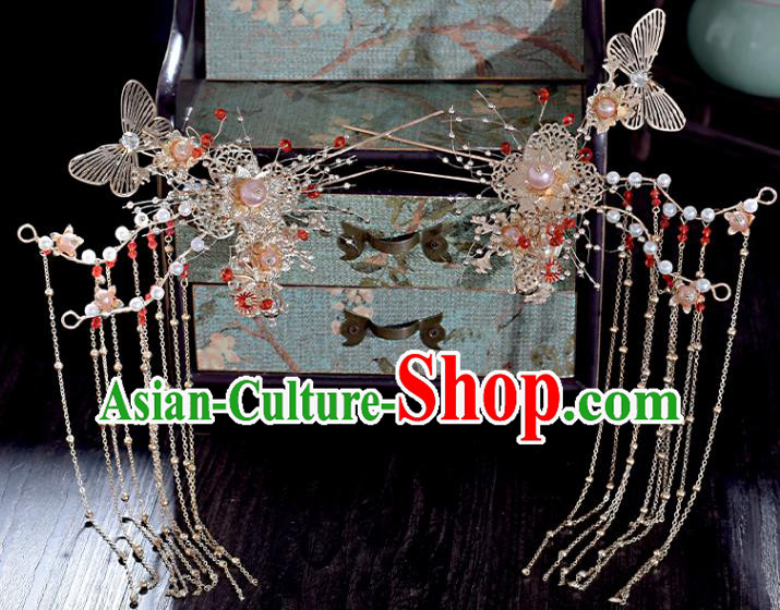 Chinese Xiuhe Suit Hair Comb Hairpins Classical Bride Headdress Traditional Wedding Hair Accessories