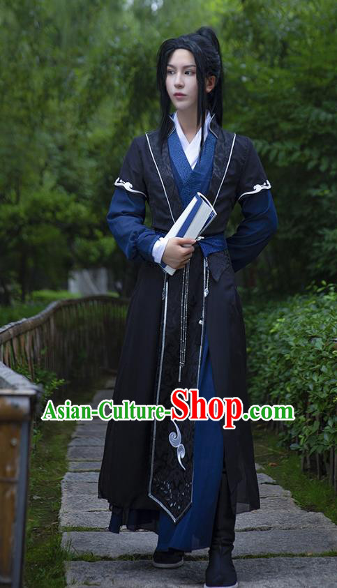 Chinese Ming Dynasty Swordsman Garment Costumes Ancient Young Knight Clothing Cosplay Chivalrous Male Mo Ran Apparels