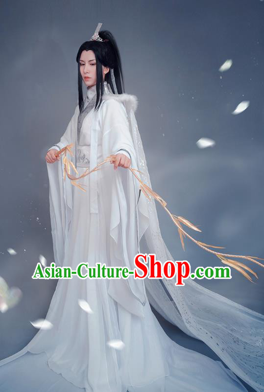Chinese Cosplay Childe Chu Wanning Apparels Jin Dynasty Swordsman Garment Costumes Ancient Prince White Clothing
