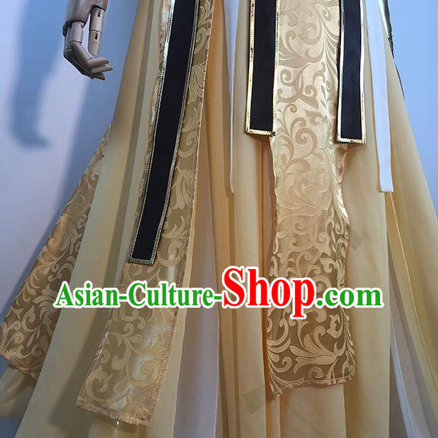 Chinese Ancient King Golden Clothing Cosplay Monarch Apparels Tang Dynasty Emperor Garment Costumes
