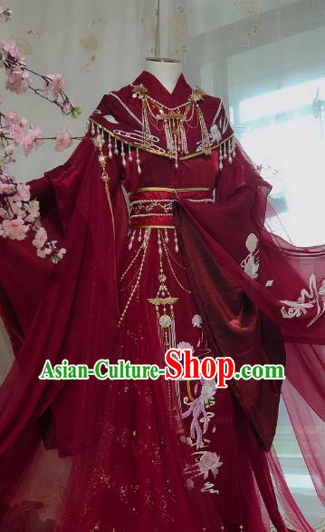 Chinese Cosplay Childe Wedding Red Apparels Jin Dynasty Swordsman Garment Costumes Ancient Prince Xie Lian Clothing