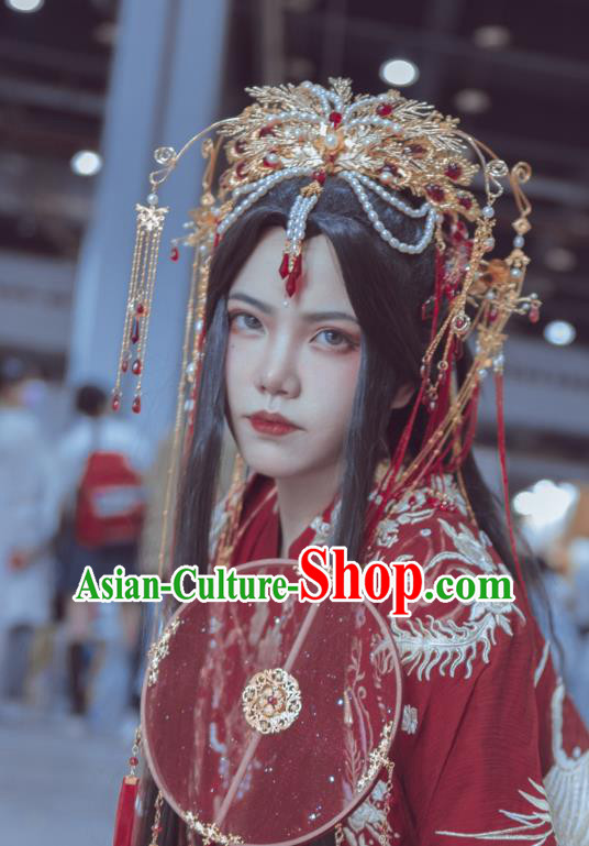 Chinese Traditional Jin Dynasty Princess Phoenix Coronet Headwear Ancient Swordswoman Wedding Hair Accessories