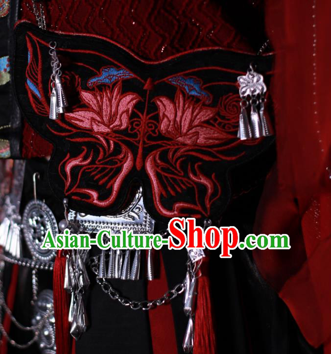 China Cosplay Character Miao Ethnic Clothing Traditional Ancient Fairy Red Dress Garment