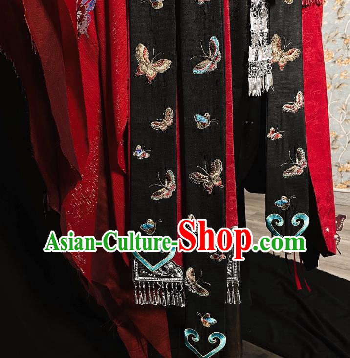 China Cosplay Character Miao Ethnic Clothing Traditional Ancient Fairy Red Dress Garment