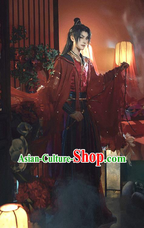 Chinese Cosplay Swordsman Mo Ran Wedding Apparels Noble Childe Garment Costumes Ancient Knight Red Clothing