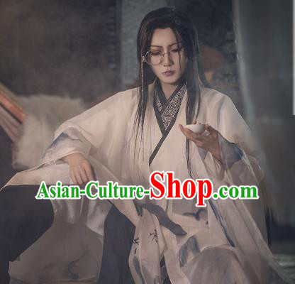 Chinese Ancient Noble Childe Garment Costumes Jin Dynasty Scholar Clothing Cosplay Swordsman Apparels