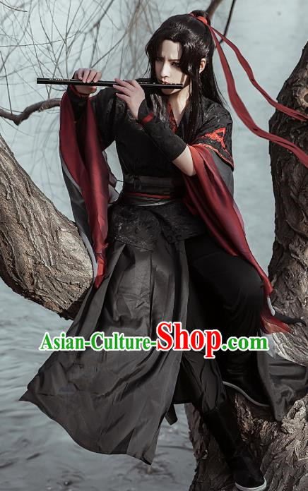 Chinese Jin Dynasty Young Childe Clothing Cosplay Swordsman Wei Wuxian Apparels Ancient Taoist Priest Garment Costumes