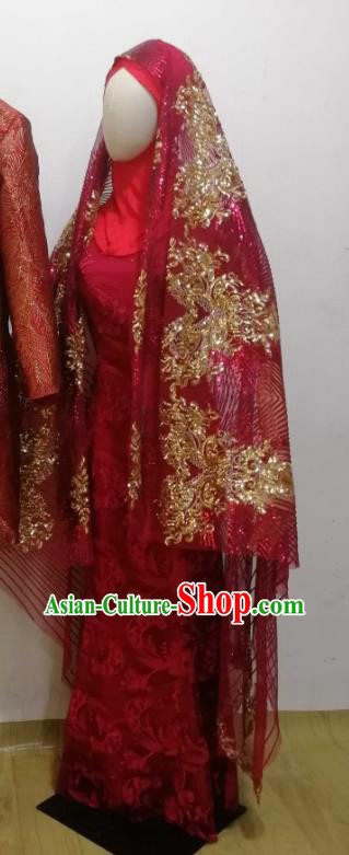 Asian India Bride Garment Indian Traditional Wedding Red Dress Pakistan Woman Clothing