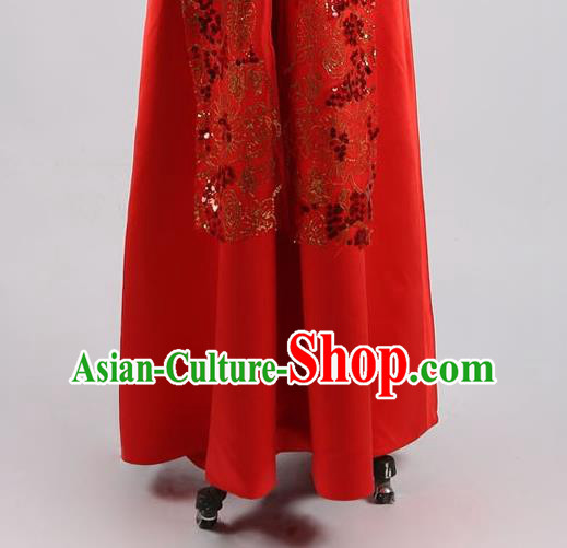 Chinese Classical Embroidered Red Dress Hui Ethnic Bride Clothing Traditional Wedding Garment Costumes