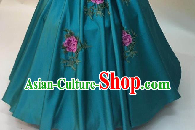 Chinese Classical Embroidered Green Full Dress Traditional Wedding Garment Costumes Hui Ethnic Bride Clothing