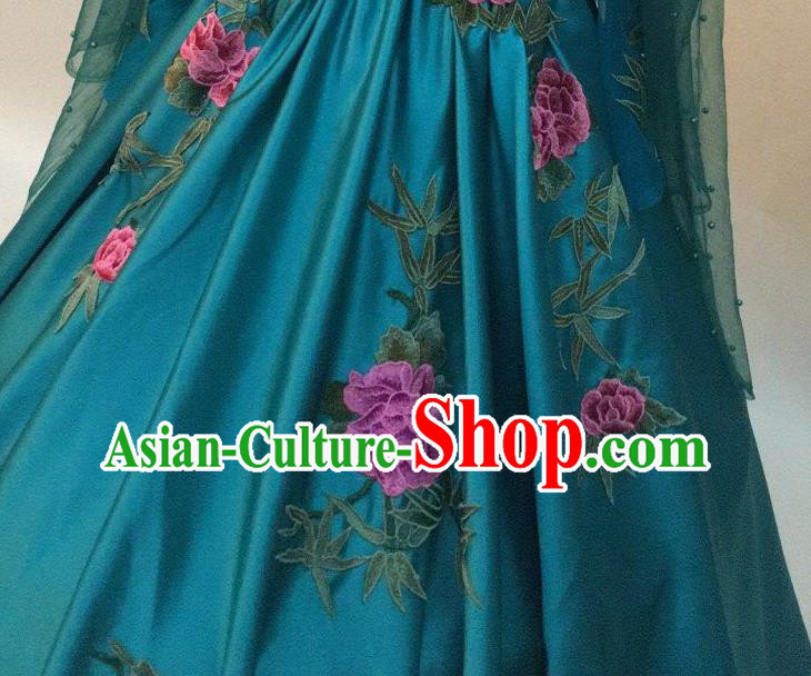 Chinese Classical Embroidered Green Full Dress Traditional Wedding Garment Costumes Hui Ethnic Bride Clothing