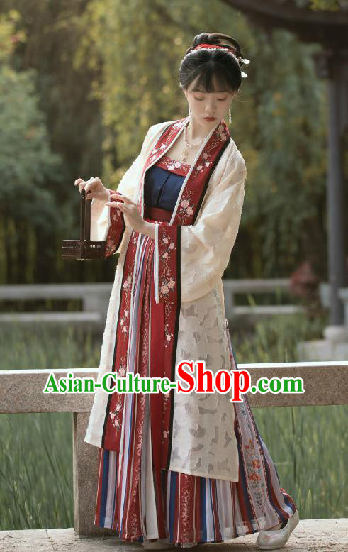 China Traditional Song Dynasty Palace Lady Garments Clothing Ancient Royal Princess Hanfu Dress