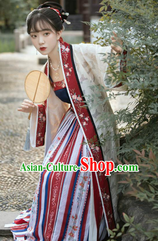 China Traditional Song Dynasty Palace Lady Garments Clothing Ancient Royal Princess Hanfu Dress