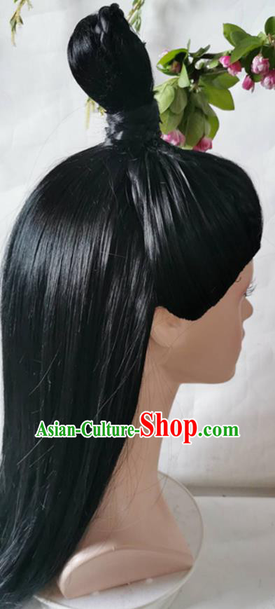 China Traditional Ming Dynasty Childe Wig Sheath Headwear Cosplay Swordsman Wigs