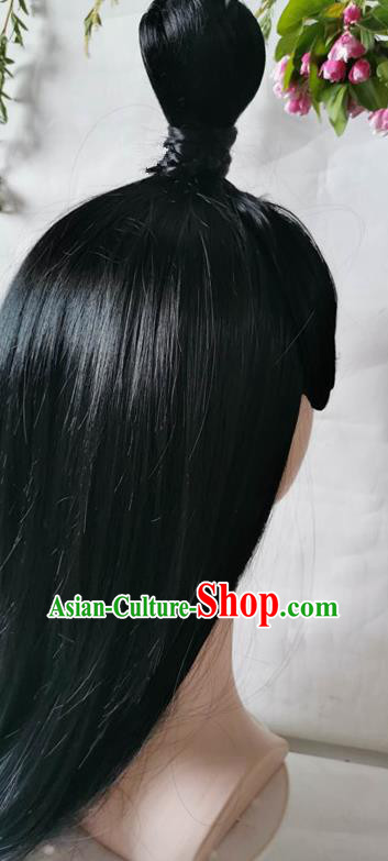 China Traditional Ming Dynasty Childe Wig Sheath Headwear Cosplay Swordsman Wigs