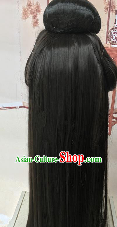 China Traditional Jin Dynasty Palace Beauty Wig Sheath Headwear Cosplay Ancient Princess Wigs
