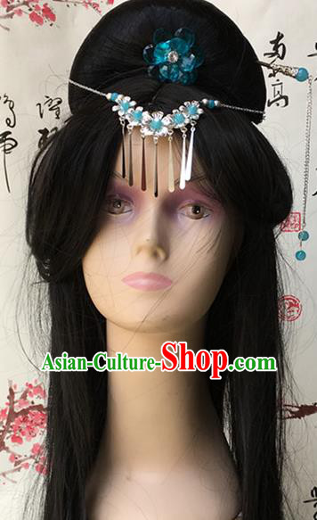 China Cosplay Ancient Imperial Consort Wigs Traditional Han Dynasty Palace Beauty Wig Sheath Headwear