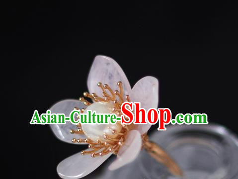 China Traditional Hanfu Headdress Ancient Princess Rose Quartz Hairpin Song Dynasty Young Lady Hair Stick