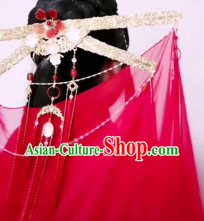 China Handmade Golden Crown Traditional Hanfu Wedding Hair Accessories Ancient Swordswoman Headdress