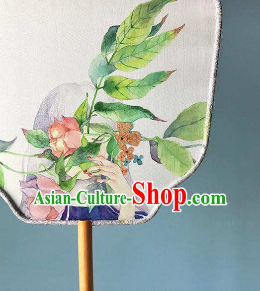 Chinese Traditional Wedding Fan Classical Dance Palace Fan Hand Painting Fans Bride Silk Fan