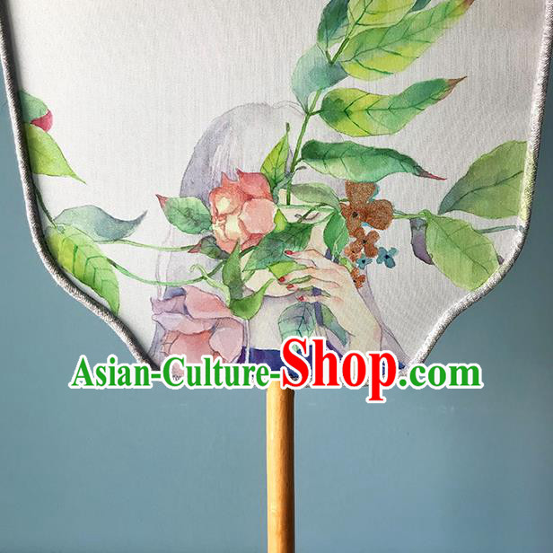 Chinese Traditional Wedding Fan Classical Dance Palace Fan Hand Painting Fans Bride Silk Fan