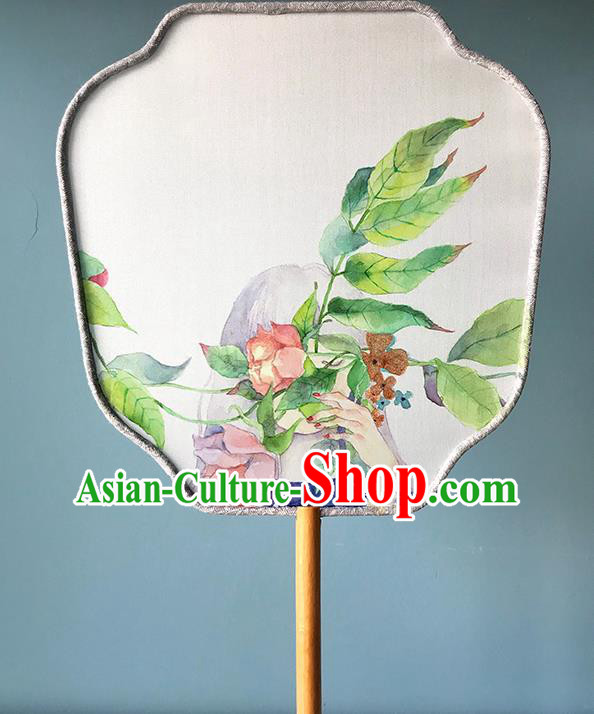 Chinese Traditional Wedding Fan Classical Dance Palace Fan Hand Painting Fans Bride Silk Fan