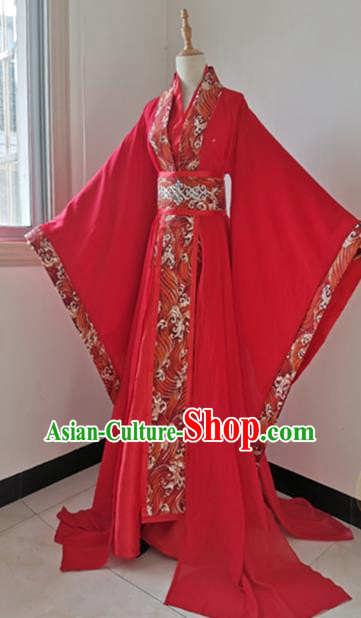Chinese Ancient Childe Garment Costumes Cosplay Swordsman Xie Lian Red Hanfu Clothing Traditional Han Dynasty Crown Prince Apparels