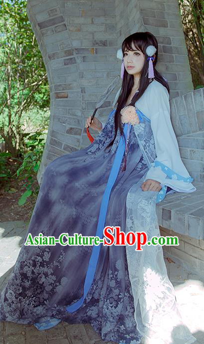 China Traditional Tang Dynasty Young Lady Hanfu Dress Cosplay Swordswoman Clothing Ancient Village Girl Garments