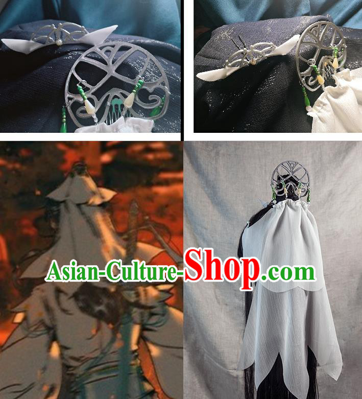 China Traditional Song Dynasty Taoist Nun Hair Crown Heaven Official Blessing Ancient Cosplay Swordswoman Headdress