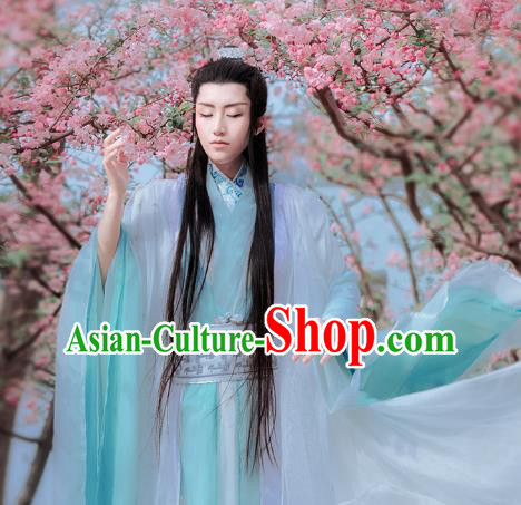 China Traditional Cosplay Swordsman Bai Zihua Hanfu Clothing Ancient Childe Apparels Jin Dynasty Prince Garment Costumes